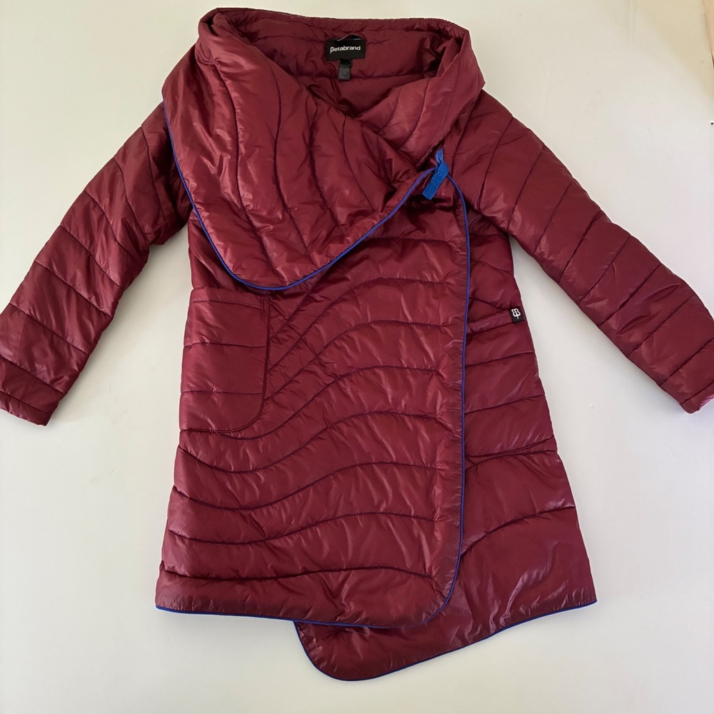 Rumple Betabrand Puffer Wrap Jacket XS/S Quilted Burgundy Camping Cozy HIke